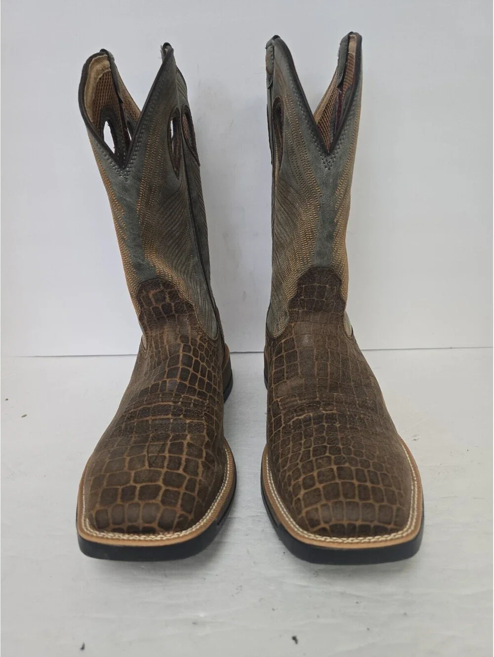 Twisted X Men's MXW003 WS Caiman Print Soft Toe Tech X Boot Brown Gray Size 11D